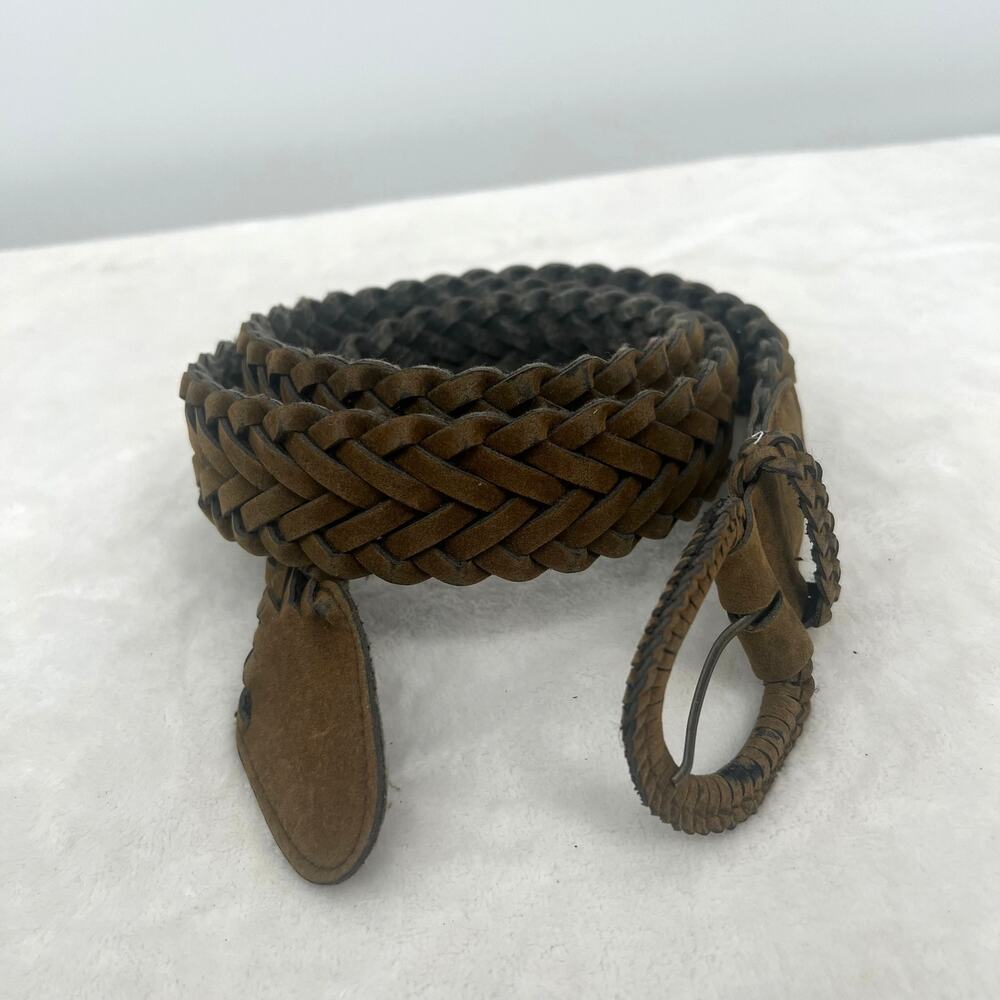 Unbranded Nubuck Braided Belt Wrapped Buckle Soft Brown 2X  Cowgirl Gorpcore